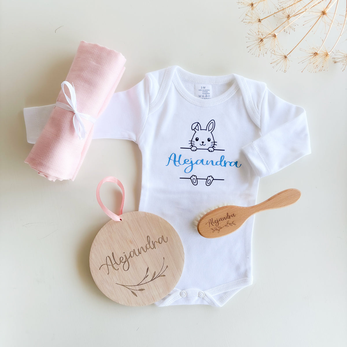 Body bebé conejo mangas largas personalizado | Chin Pum