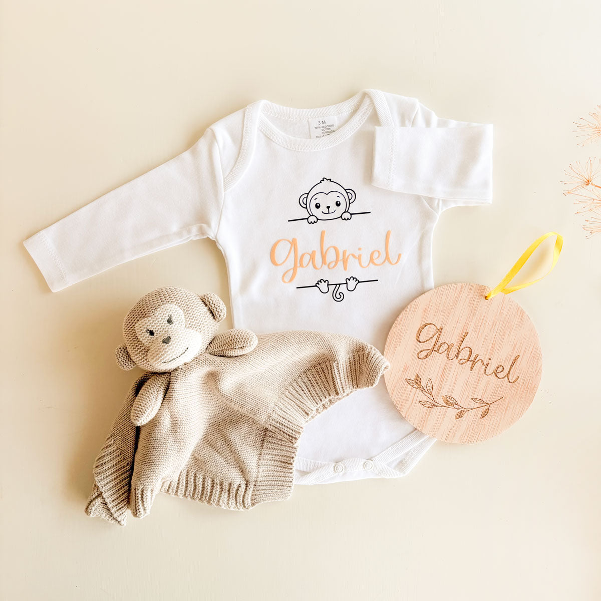 Body personalizado canastilla nacimiento Monito | ChinPum