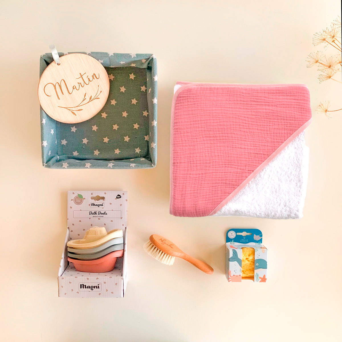 Canastilla bebé baño Malva Personalizada | ChinPum