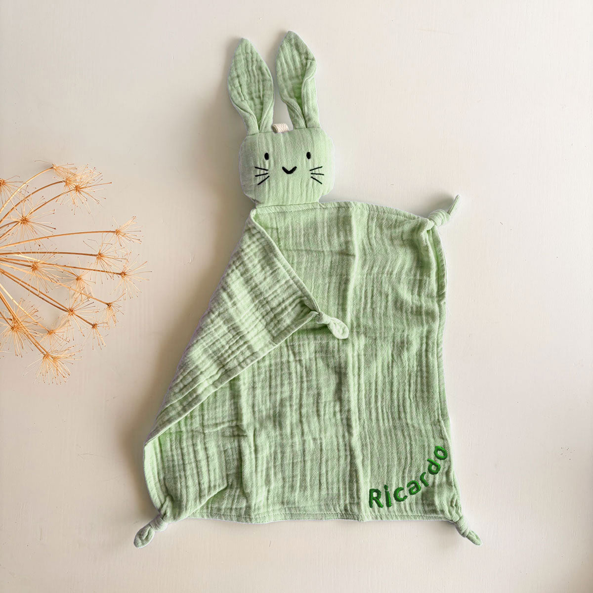 Doudou conejo Menta Personalizado de algodón Orgánico | Chin Pum