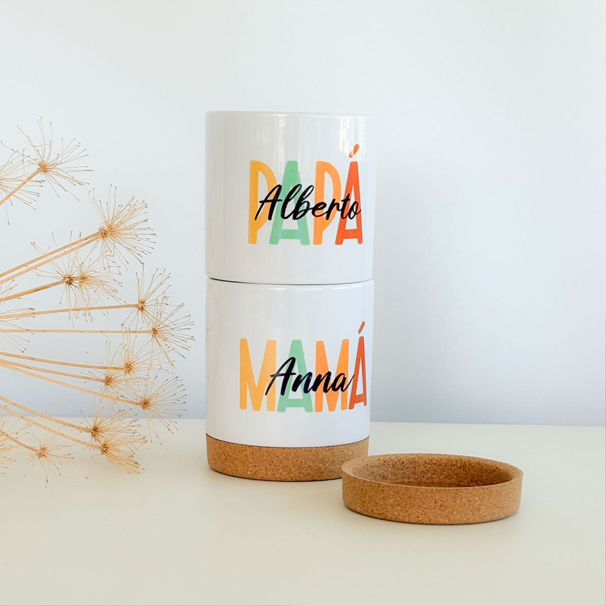 Tazas papá y mamá personalizadas colores | Chin Pum