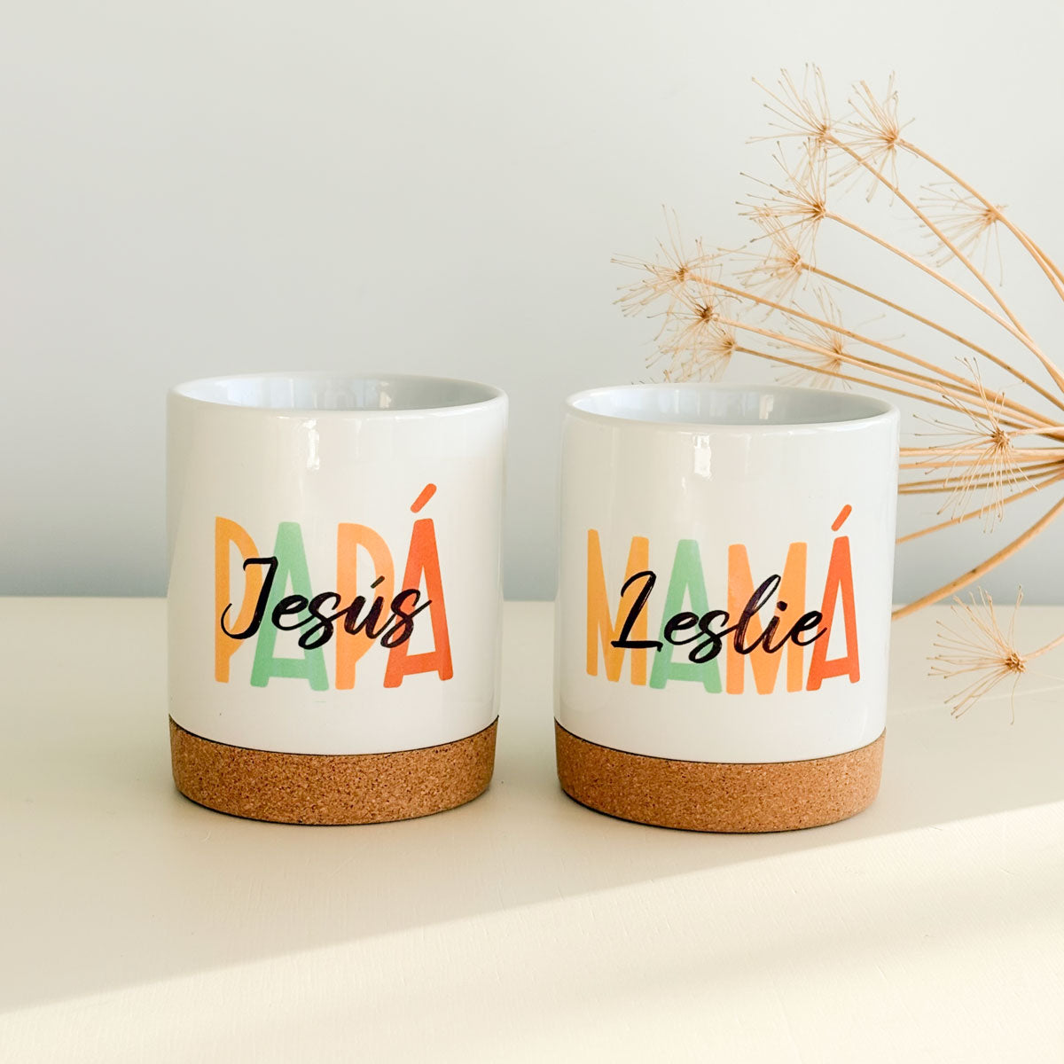 Tazas papá y mamá personalizadas colores | Chin Pum