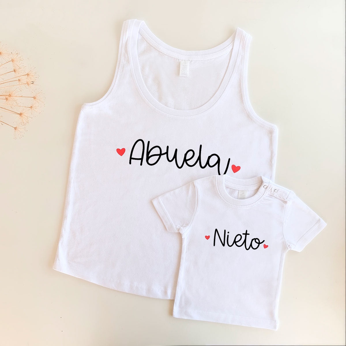 Camisetas Mami y Bebé corazones Blanca personalizada