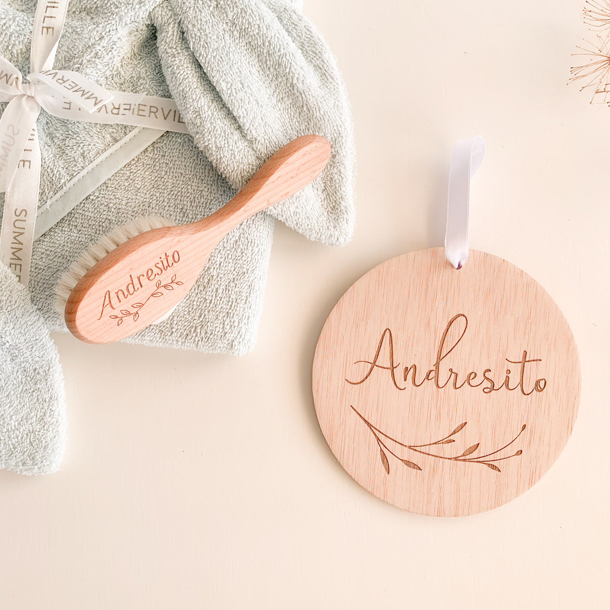 Pack toalla y cepillo bebé Azul personalizado | Chin Pum