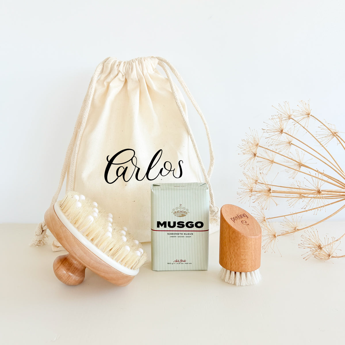 Saco regalo "Cuidado de la piel" personalizado Musgo | Chin Pum