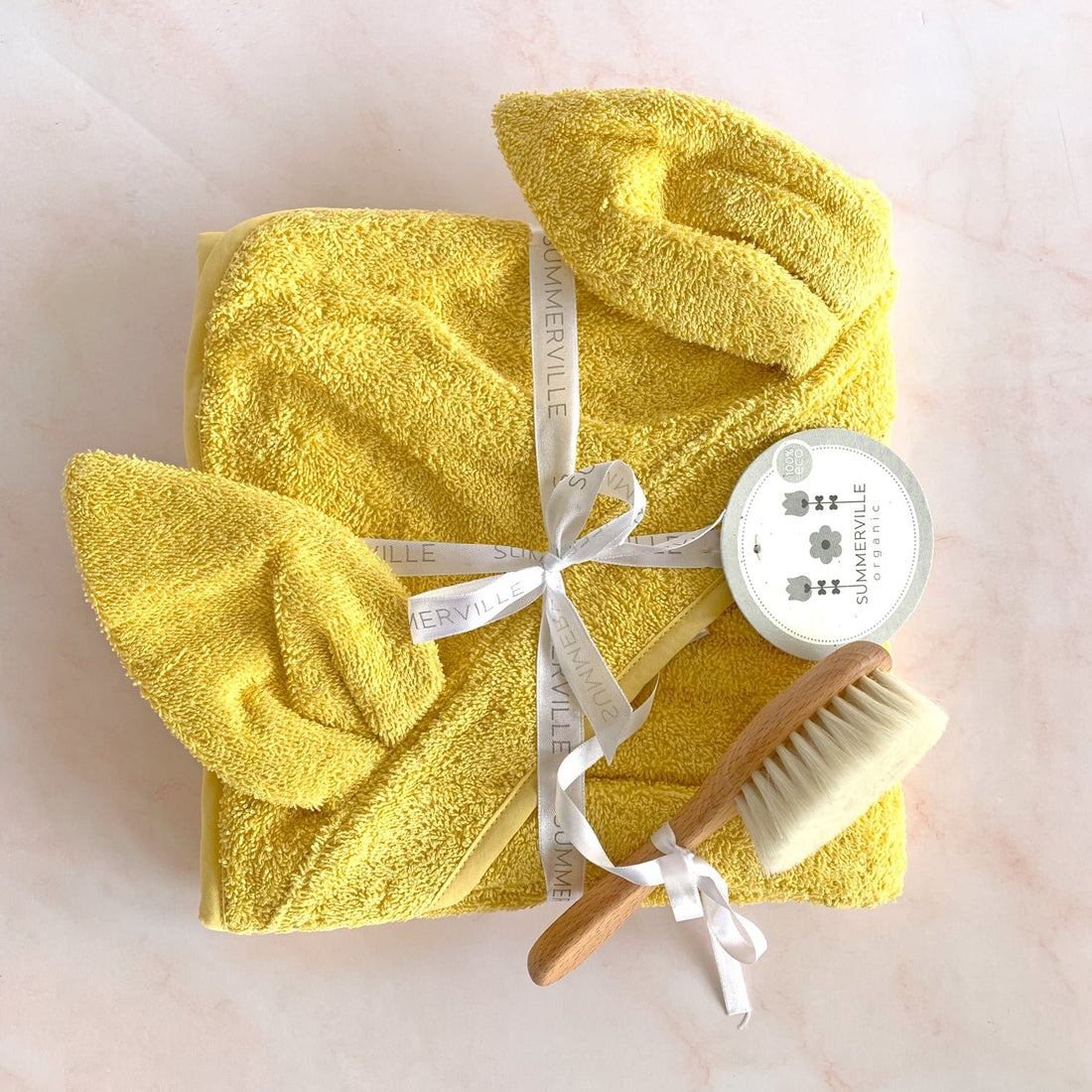 Pack toalla y cepillo bebé Amarillo | Chin Pum