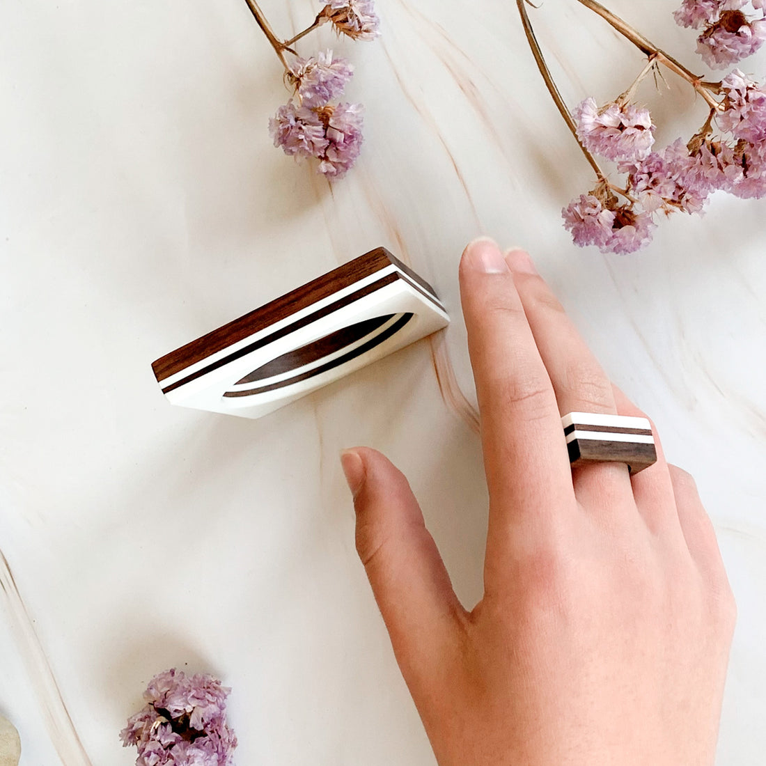 Conjunto de pulsera y anillo Cuadrado | Chin Pum