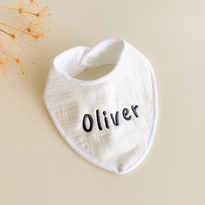 Babero algodón muselina Personalizado blanco | ChinPum
