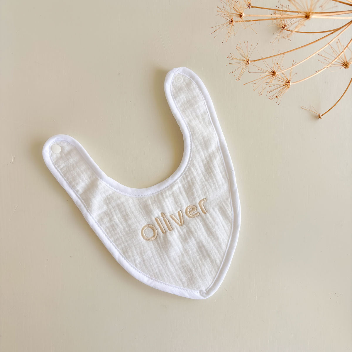 Babero algodón muselina Personalizado blanco | ChinPum