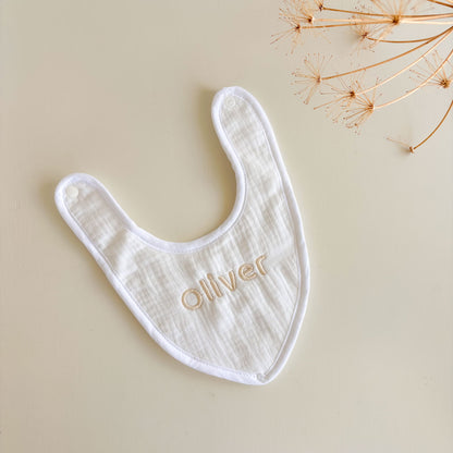 Babero algodón muselina Personalizado blanco | ChinPum