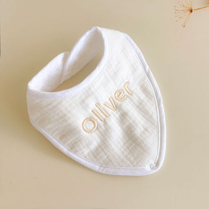Babero algodón muselina Personalizado blanco | ChinPum