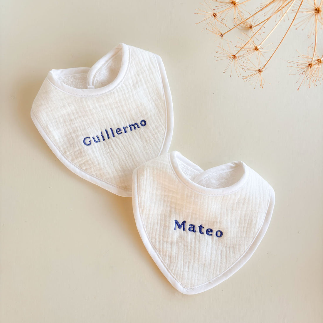 Baberos algodón muselina Personalizado blanco | ChinPum