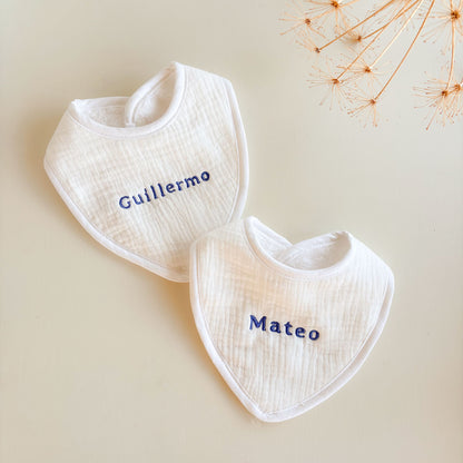 Baberos algodón muselina Personalizado blanco | ChinPum