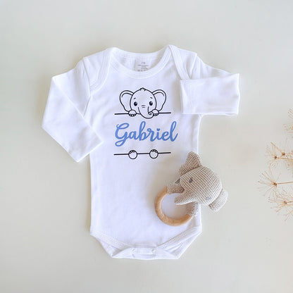 Body bebé Elefante mangas largas personalizado | Chin Pum
