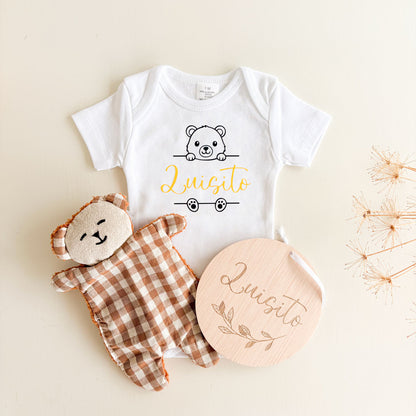 Body y disco Personalizado y Doudou Osito Caramelo | ChinPum
