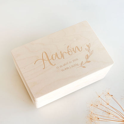 Caja de madera Nacimiento personalizada | Chin Pum 