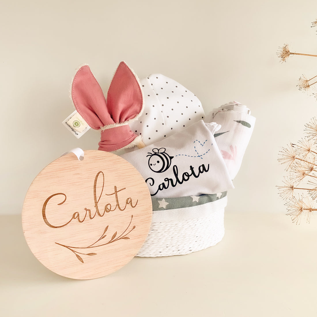 Canastilla regalo para bebé Anilla Rosa | Chin Pum