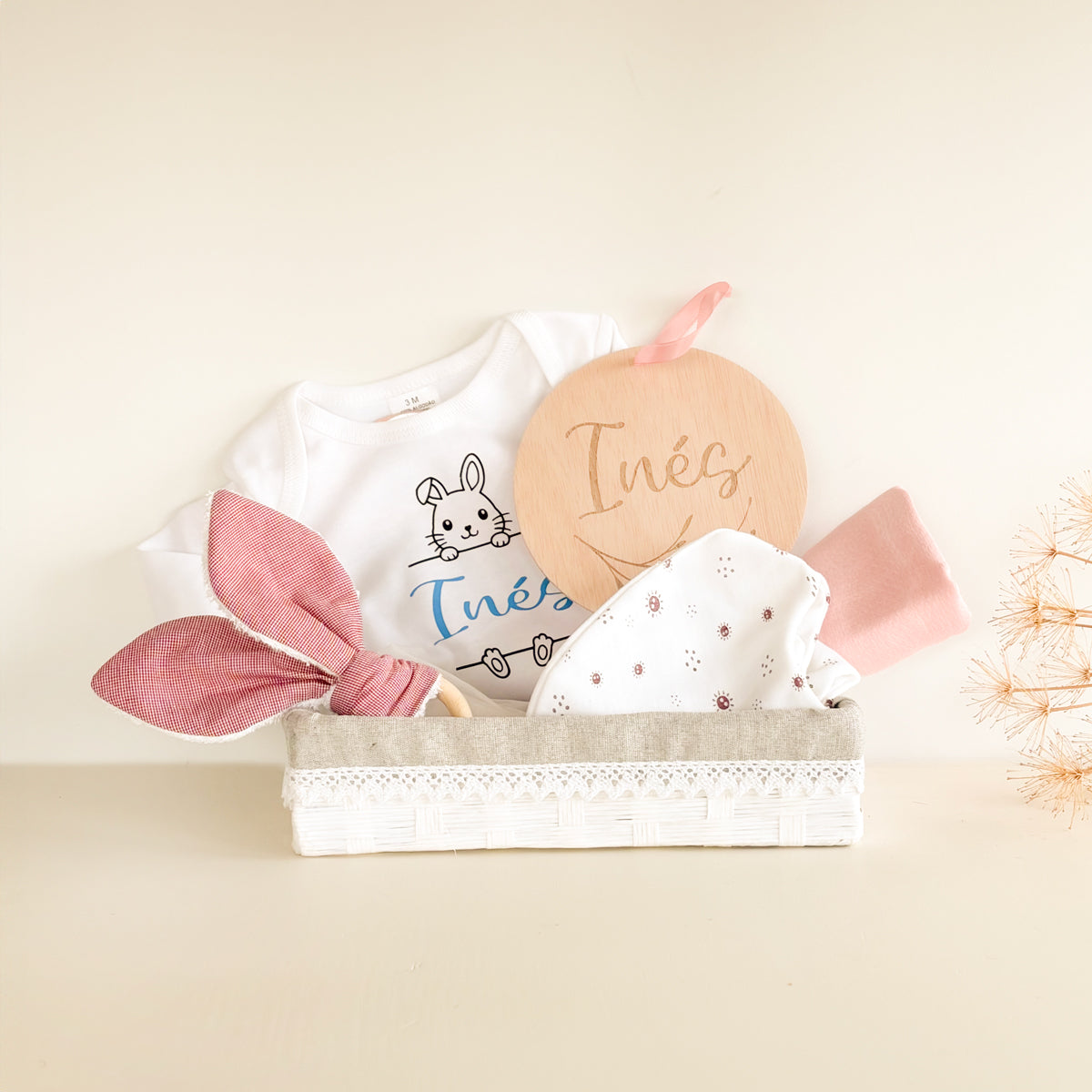 Canastilla regalo para bebé Anilla Rosa | Chin Pum