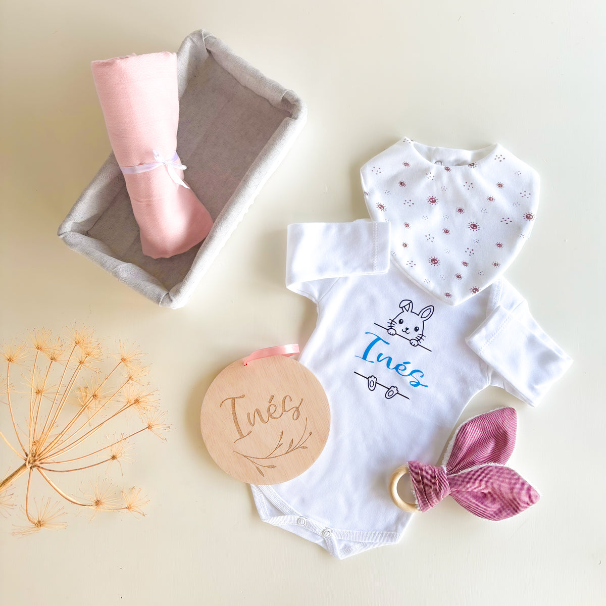 Canastilla regalo para bebé Anilla Rosa | Chin Pum