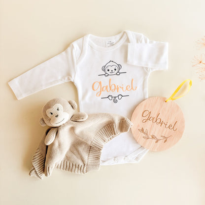 Body personalizado canastilla nacimiento Monito | ChinPum