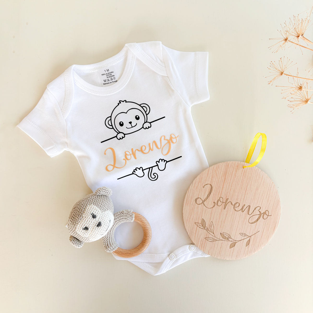 Body personalizado canastilla nacimiento Monito | ChinPum
