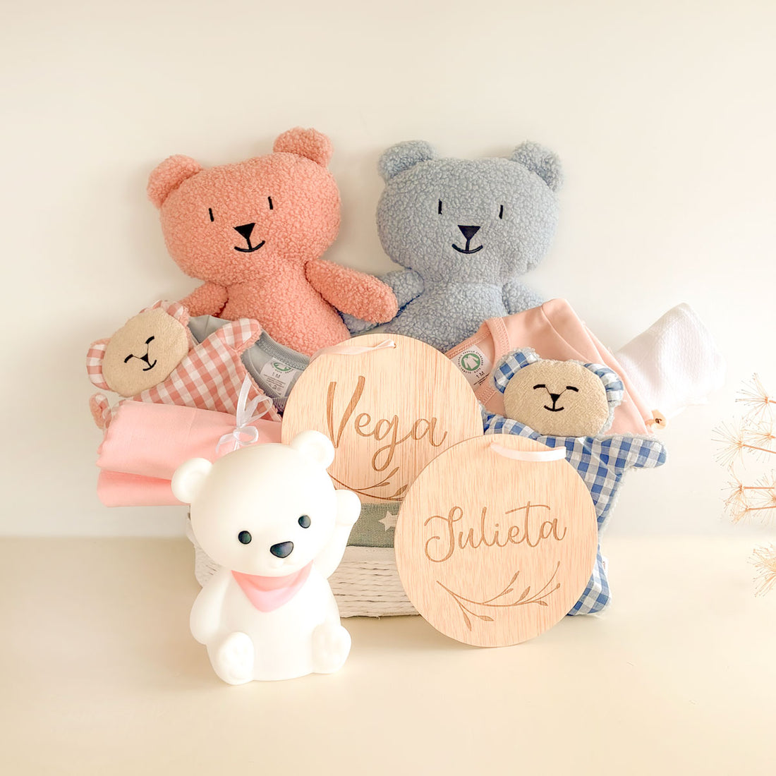 Canastilla recién nacido Gemelos Malva y Cinza | Chin Pum