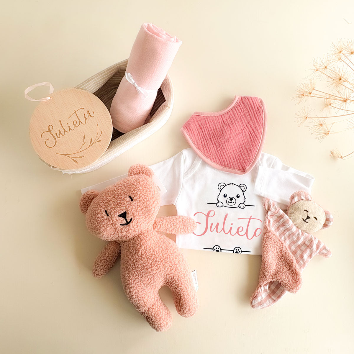 Canastilla recien nacido Oso Rosa | ChinPum