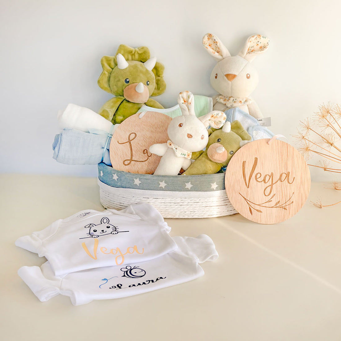 Canastilla Regalo personalizada Gemelos Mellizos Springtime | ChinPum