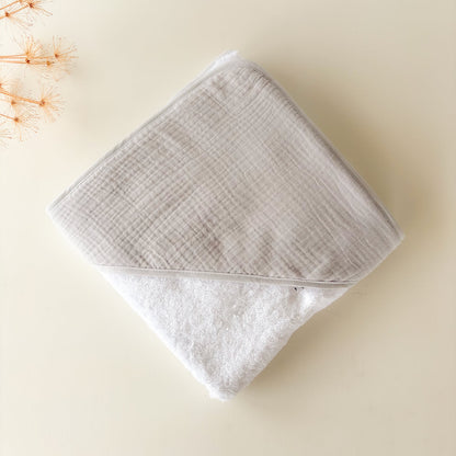 Toalla capa Bebé muselina Gris Personalizada| Chin Pum