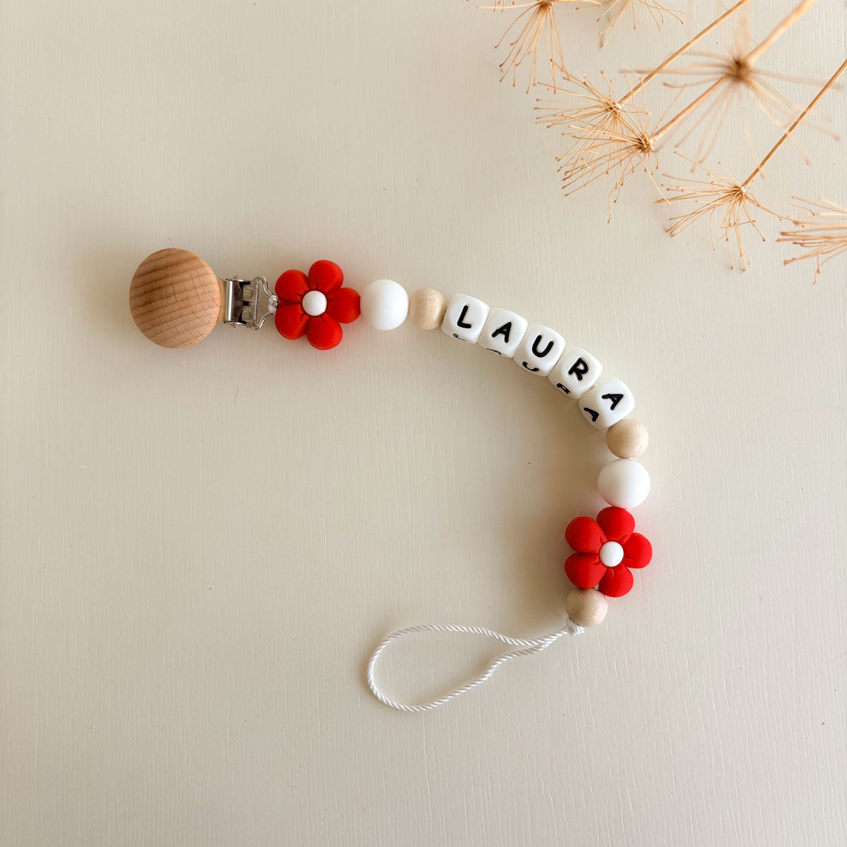 Chupetero personalizado Blossom Rojo | Chin Pum