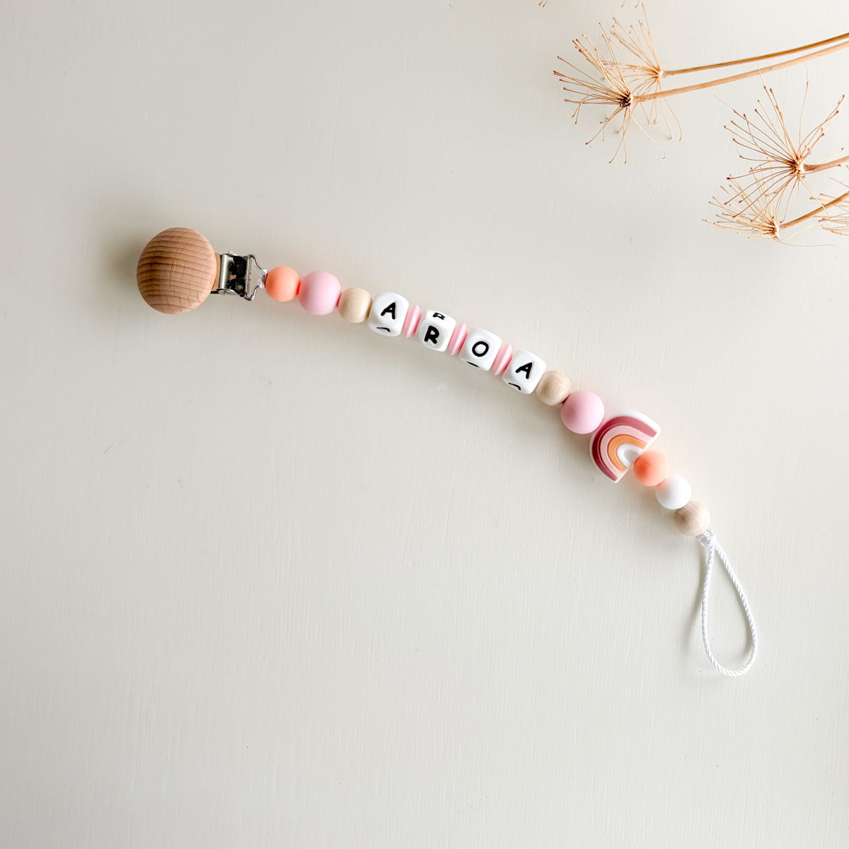 Chupetero personalizado Arcoíris Rosa | Chin Pum