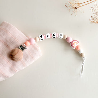 Chupetero personalizado Arcoíris Rosa | Chin Pum