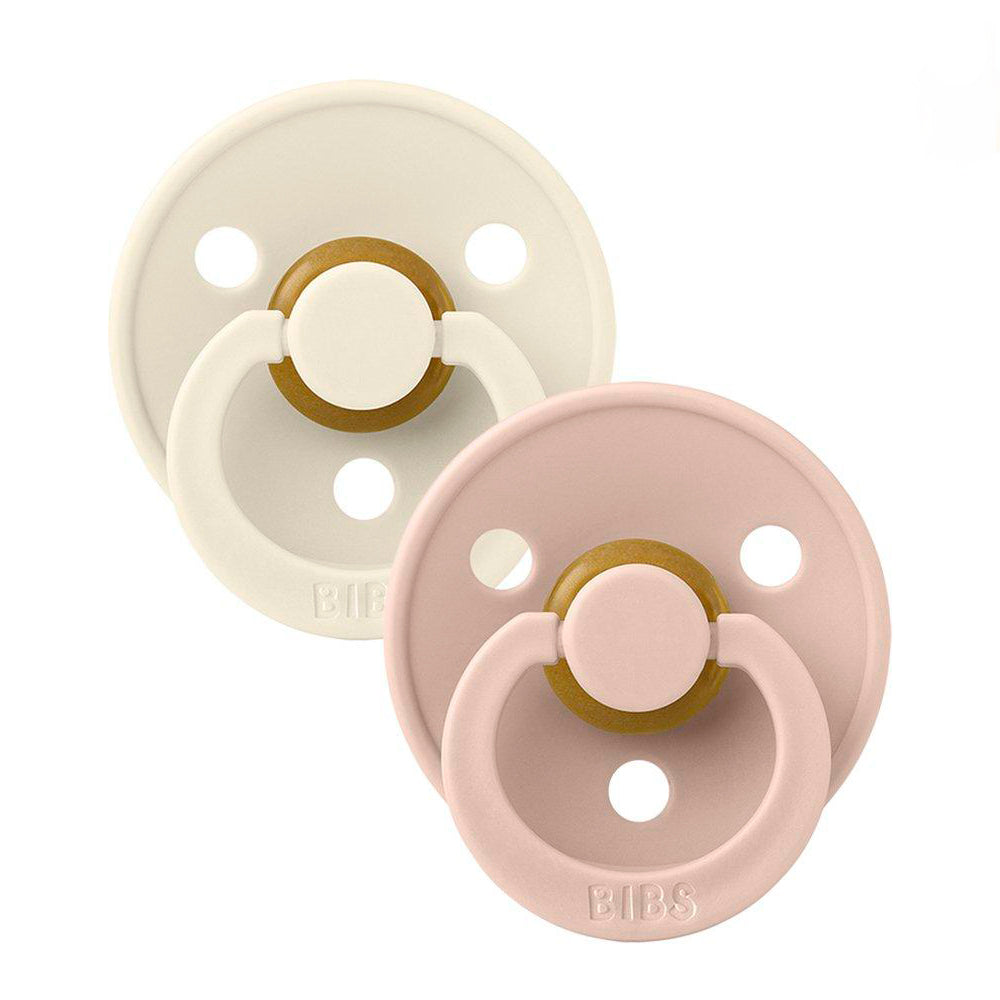 Chupetes Bibs rosa y crema con tetina redonda en látex de caucho 100% natural | ChinPum