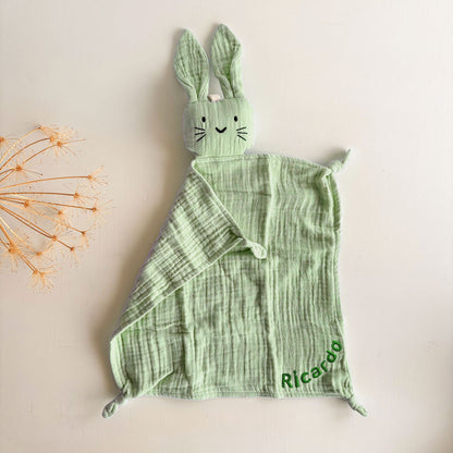 Doudou conejo Menta Personalizable de algodón Orgánico | Chin Pum