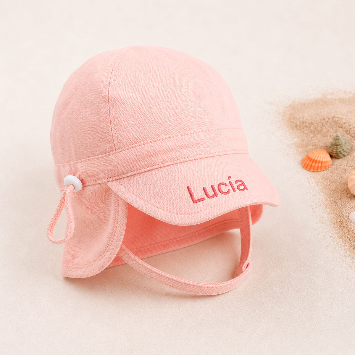 Gorrito Bebé Rosa con protección personalizado | ChinPum.