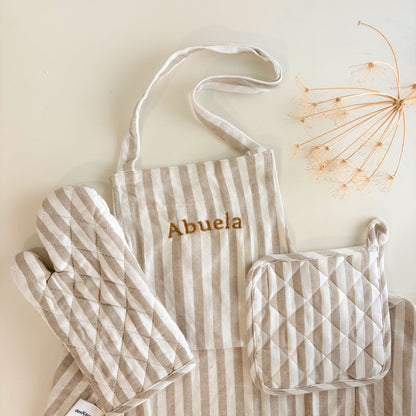 Set delantal cocina Niza crema personalizado | Chin Pum