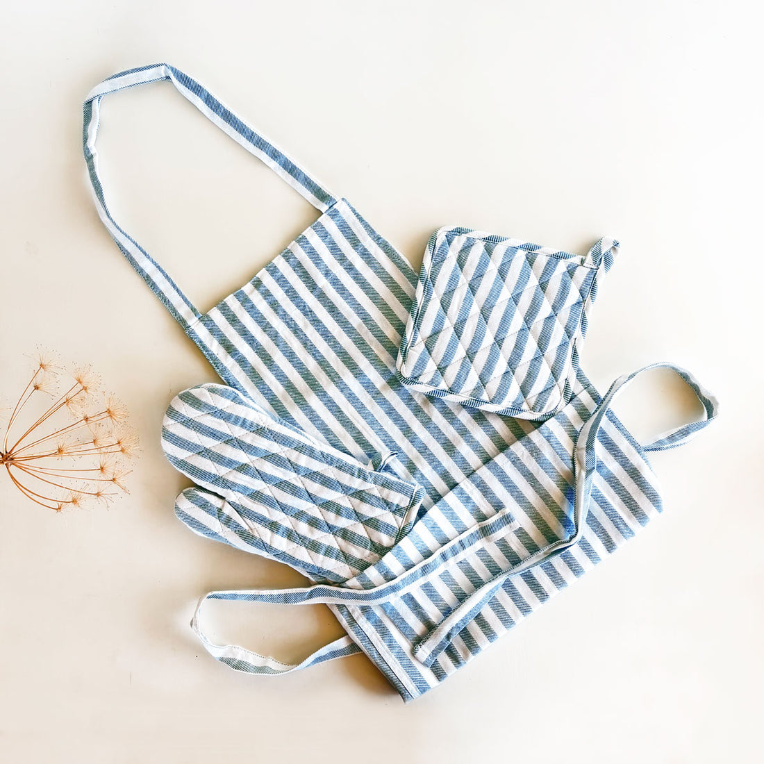 Set delantal cocina Niza Azul personalizado | Chin Pum