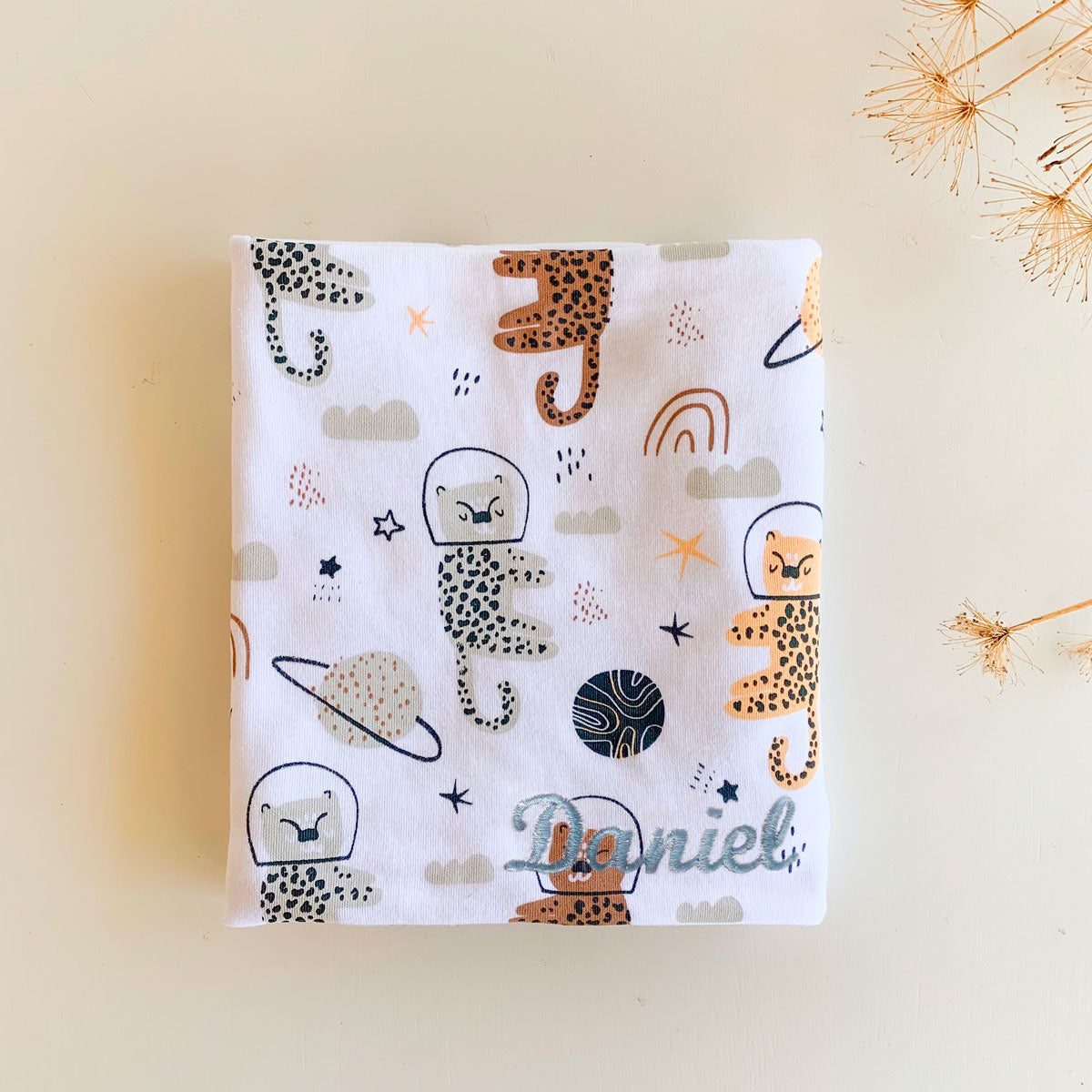 Manta Astrocat personalizada de algodón orgánico para bebé | Chin Pum