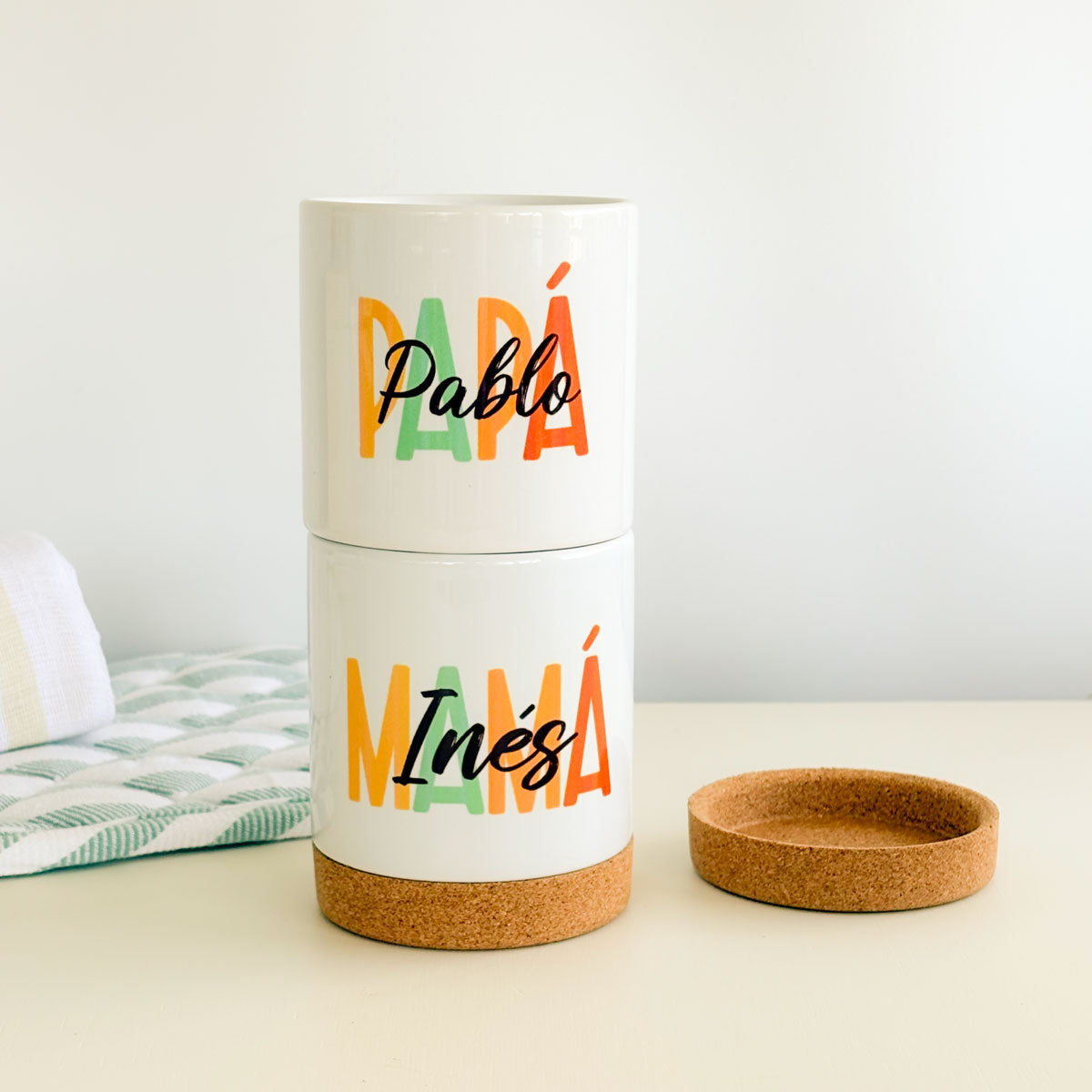 Tazas papá y mamá personalizadas colores | Chin Pum