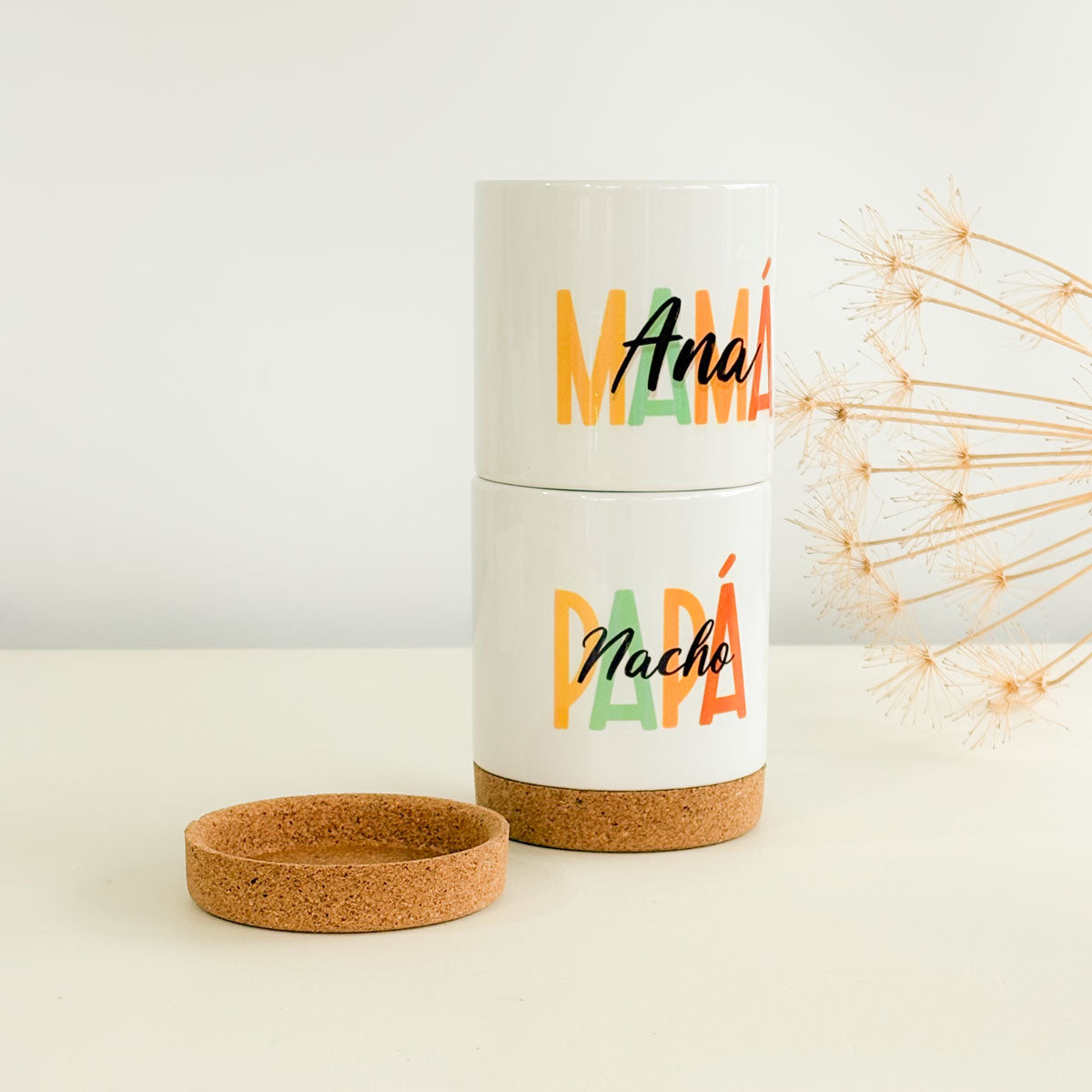 Tazas papá y mamá personalizadas colores | Chin Pum