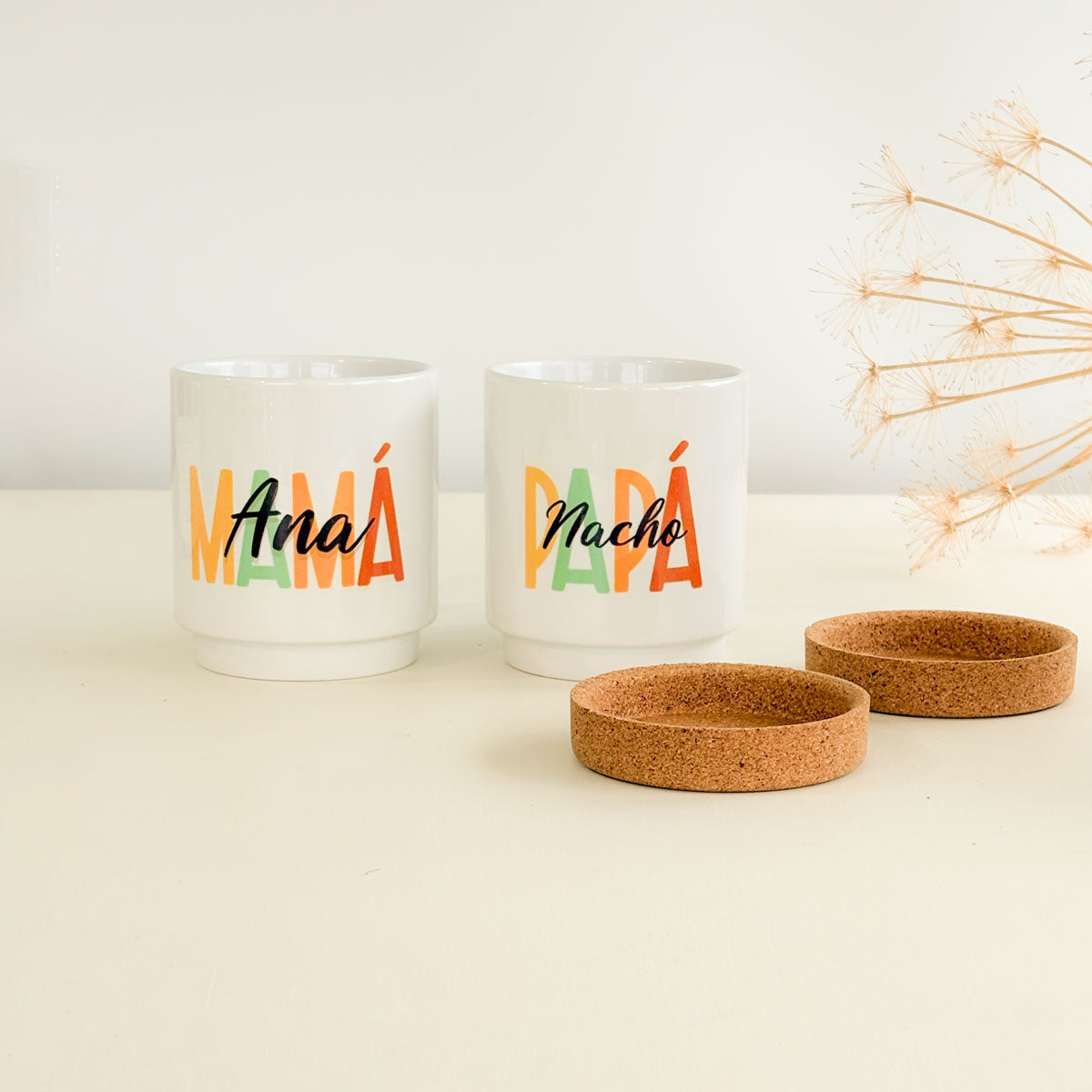Tazas papá y mamá personalizadas colores | Chin Pum