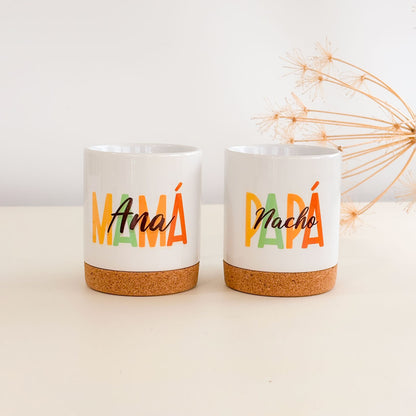 Tazas papá y mamá personalizadas colores | Chin Pum