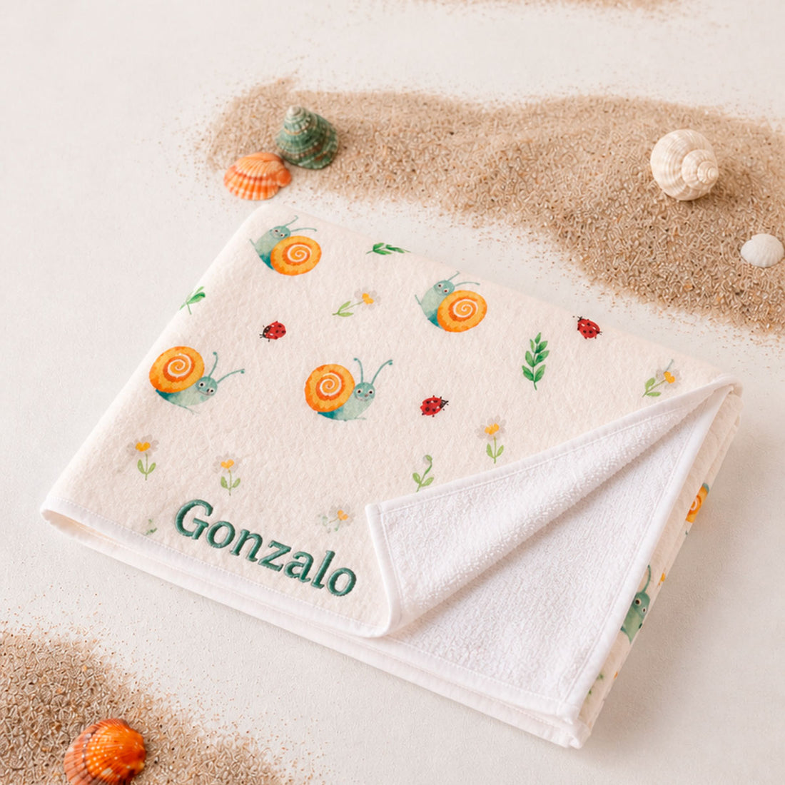 Toalla playa microfibra personalizada Caracol | ChinPum