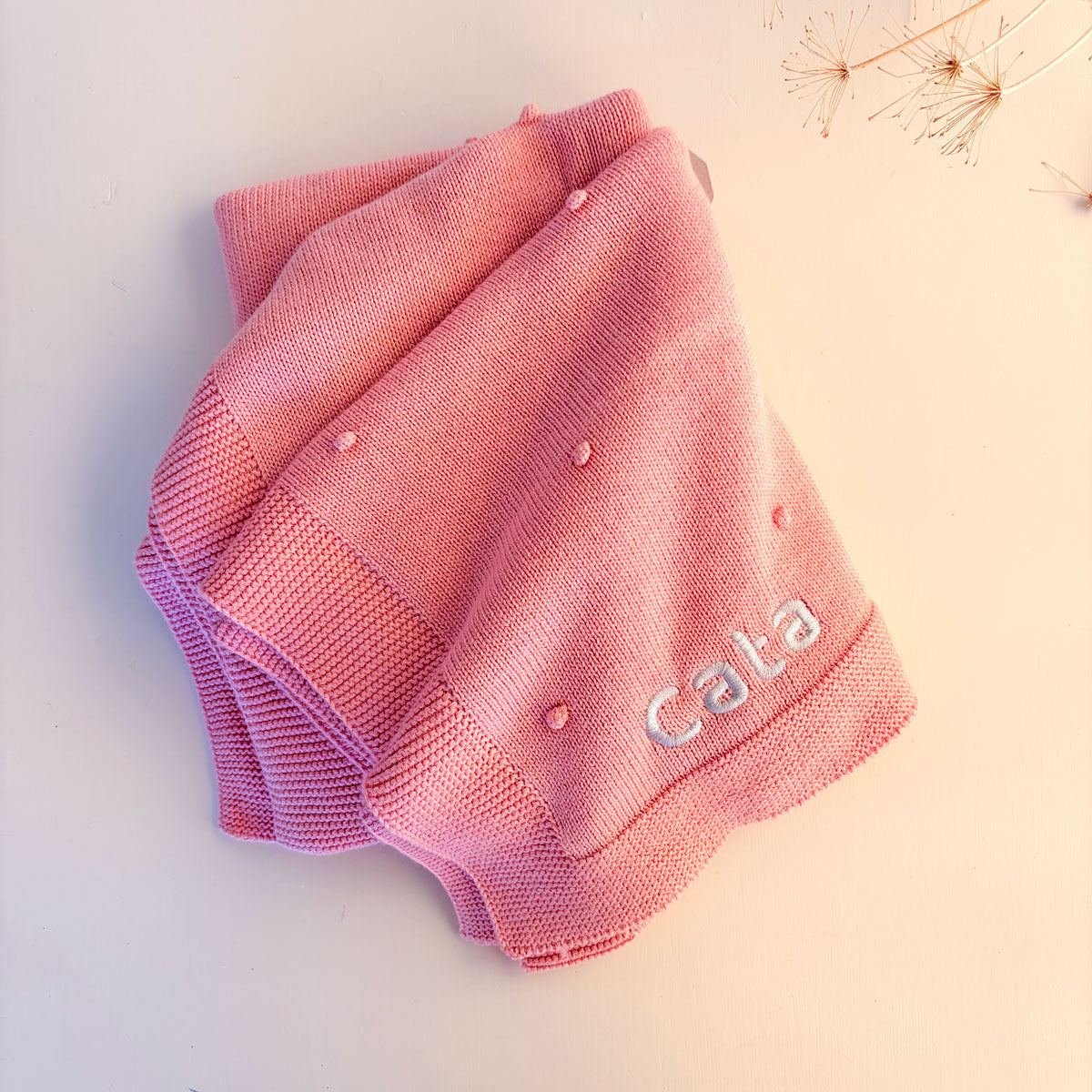Toquilla rosa de punto de algodón personalizada | Chin Pum