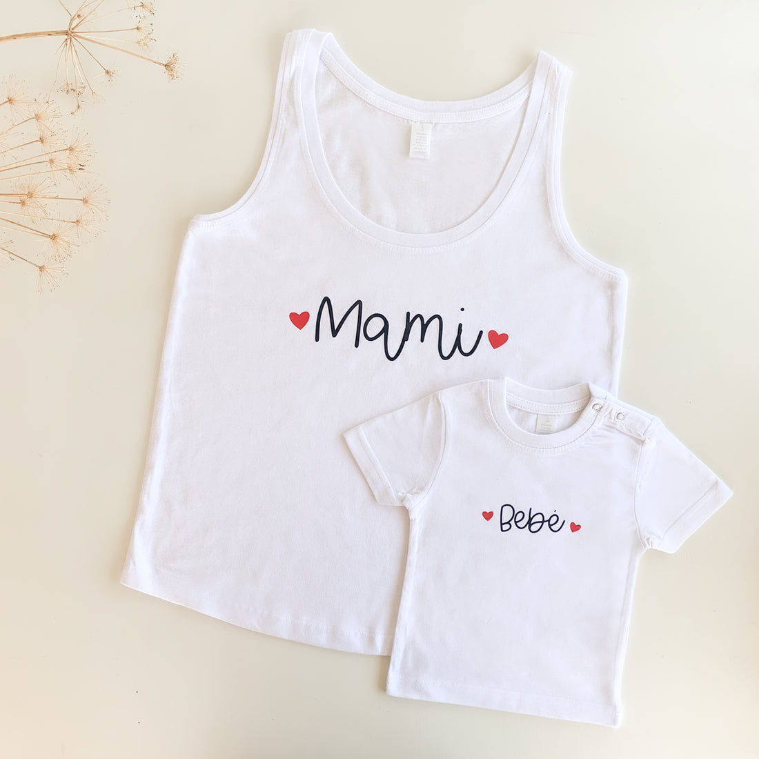 Camisetas Mami y Bebé corazones Blanca