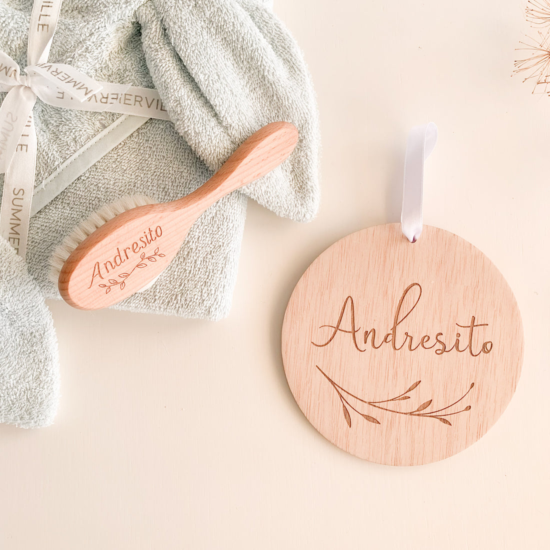 Pack toalla y cepillo bebé Azul personalizado | Chin Pum