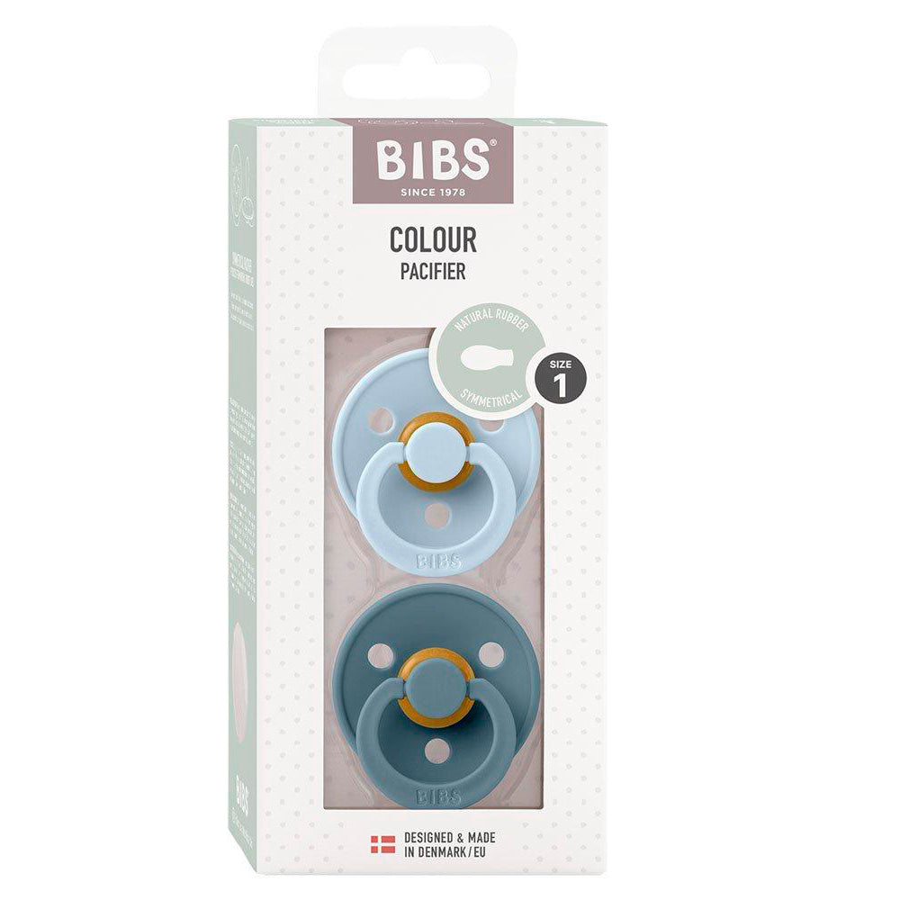 Pack de Chupetes Bibs GRIS Y CELESTE con tetina redonda en látex de caucho 100% natural | ChinPum