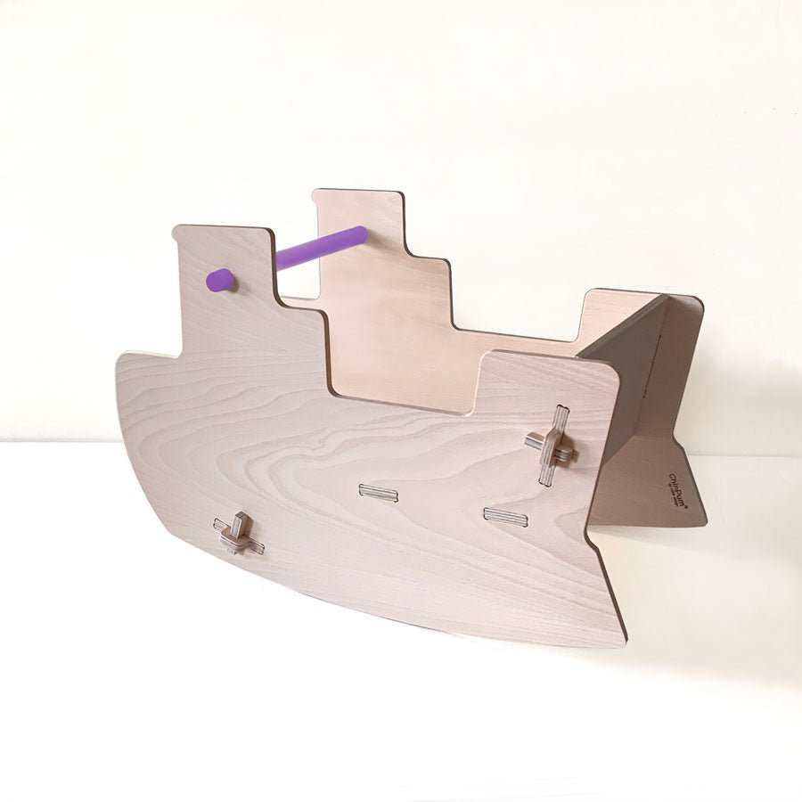 Barco balancín de madera ChinPum con barra en color morado
