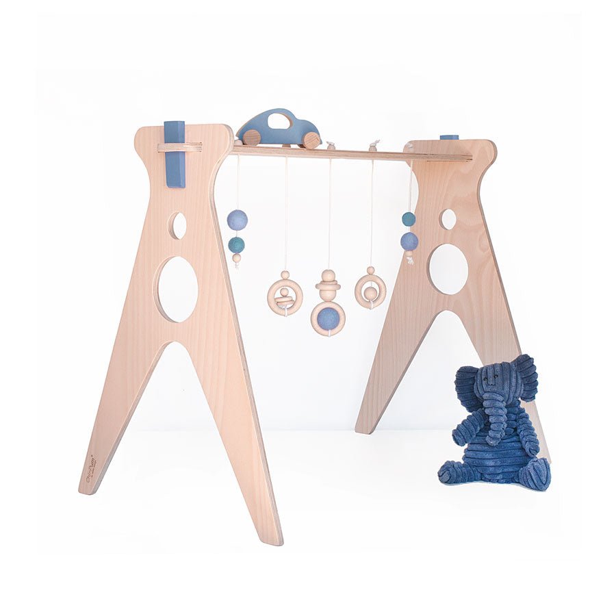 gimnasio para bebé de madera ChinPum en color azul