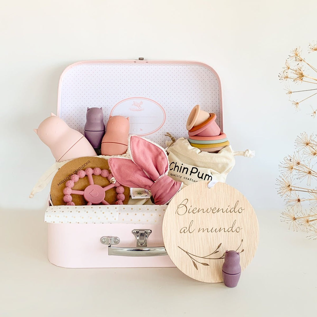 Caja maletín regalo juguetes bebé Pink | ChinPum